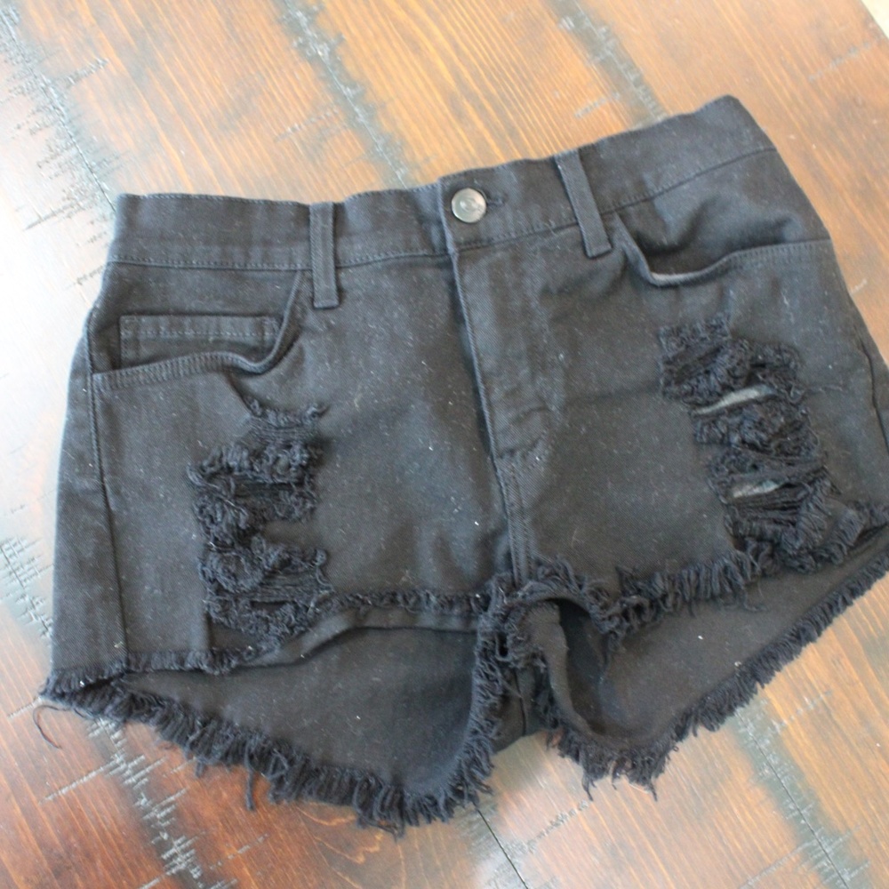 O2 Denim High Rise Black Jean Shorts - Picture 3 of 11